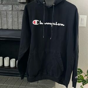 Mens Champion Black Hoodie L/Tall
